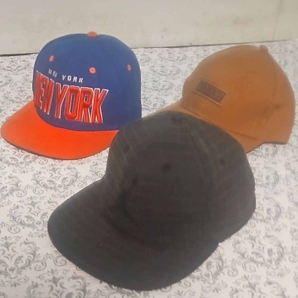 Vintage New York Sports Orange Jordan Baseball Football Hat Lot 3P